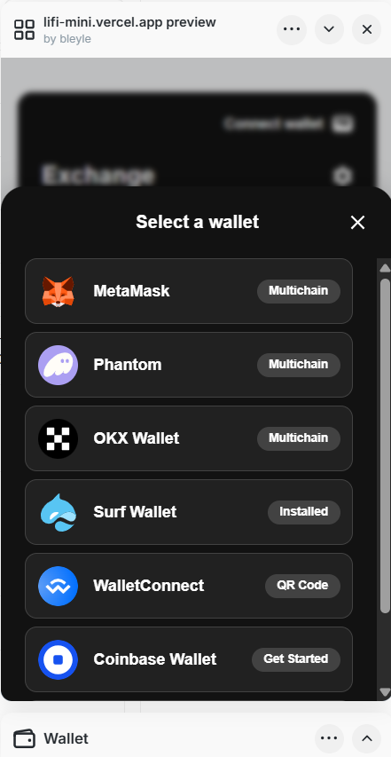LiFi Bridge - Cross-Chain - Farcaster Mini Apps screenshot