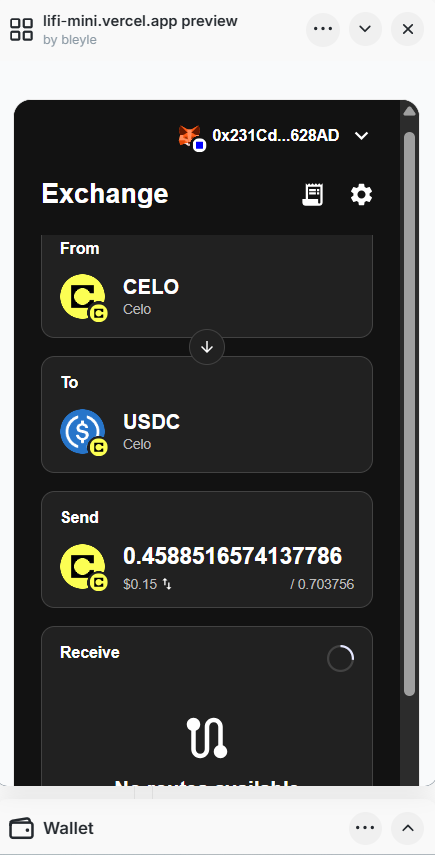 LiFi Bridge - Cross-Chain - Farcaster Mini Apps screenshot
